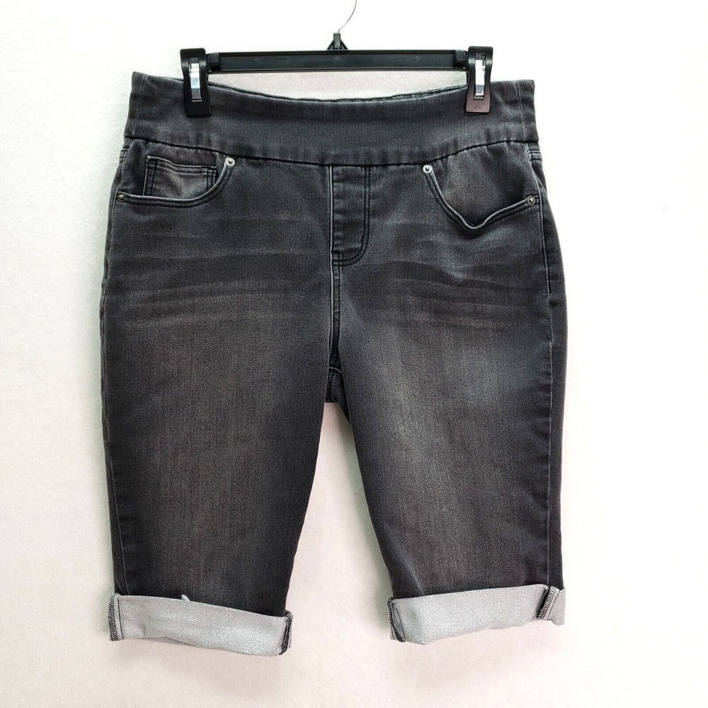 Dressbarn Denim Bermuda Shorts Womens 8 Pull On Stretch Gray Wash Retro Comfort